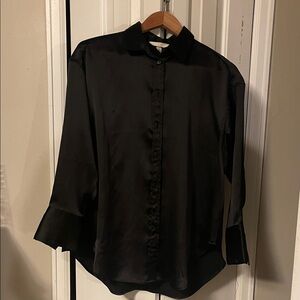 H&M Black Satin Blouse Small
